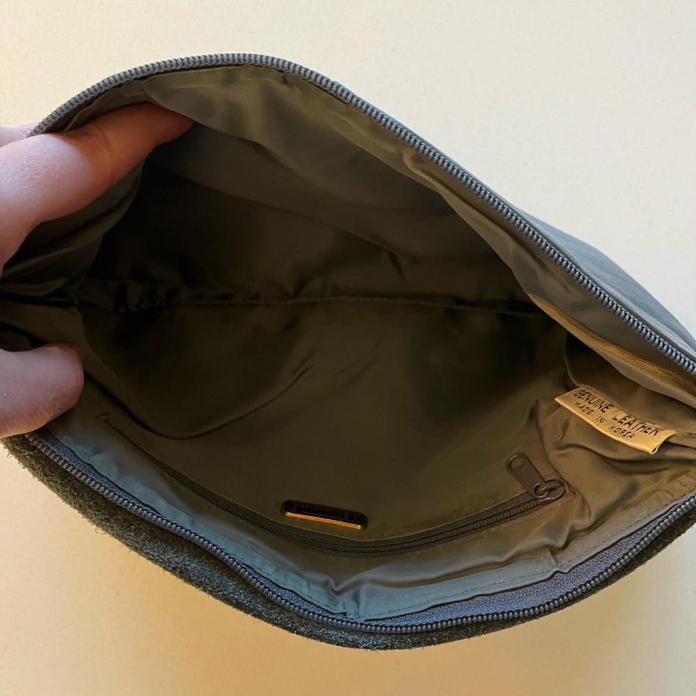 Vintage Bermans Large Gray Leather Clutch - Picture 8 of 8